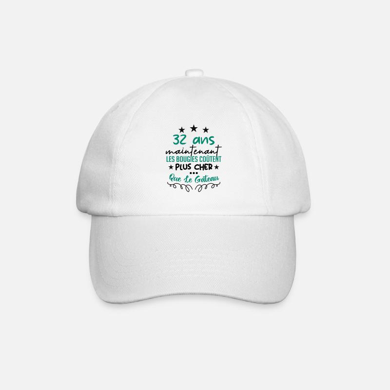 humour anniversaire 32 ans - Casquette classique - blanc/blanc