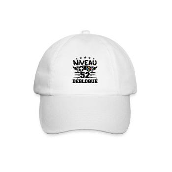 Niveau 52 débloqué - idée cadeau anniversaire - Casquette classique - blanc/blanc - Devant
