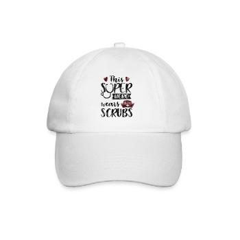 This Superhero Wears Scrubs.png.png - Baseball Cap - white/white - Front