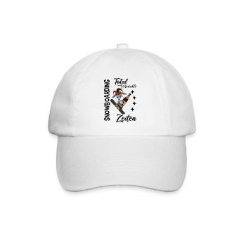 Snowboarding, verrückte Zeiten, Hase mit Snowboard - Baseballkappe - Weiß/Weiß - Vorne
