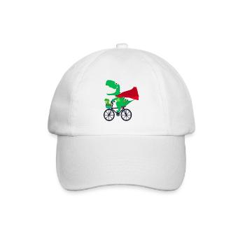 lustiger Superheld Dinosaurier auf dem Fahrrad - Baseballkappe - Weiß/Weiß - Vorne