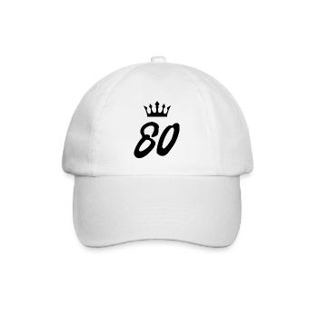80 Zahl Krone - Baseballkappe - Weiß/Weiß - Vorne