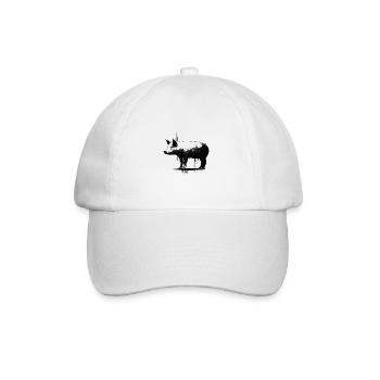 Pig Stencil White and Black - Baseball Cap - white/white - Front