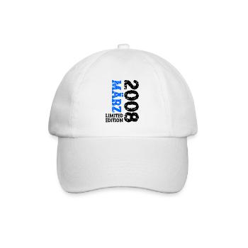 2008 März Limited Edition Geburtstag Geschenk - Baseballkappe - Weiß/Weiß - Vorne