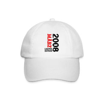 2008 März Limited Edition Geburtstag Geschenk - Baseballkappe - Weiß/Weiß - Vorne