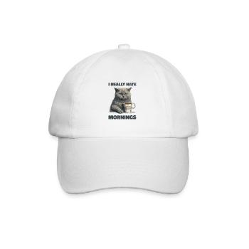 I Really hate Mornings Cat - Baseball Cap - white/white - Front