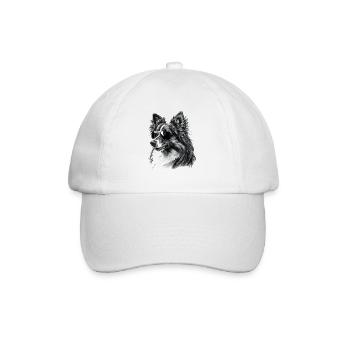 Cooler Shetland-Schäferhund mit Sonnenbrille - Baseballkappe - Weiß/Weiß - Vorne