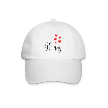 50 ANS. 50e ANNIVERSAIRE. ANNIVERSAIRE 50 ANS. 50 - Casquette classique - blanc/blanc - Devant