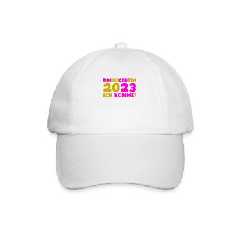 Kindergarten 2023 Ich Komme Mädchen Kita Geschenk - Baseballkappe - Weiß/Weiß - Vorne