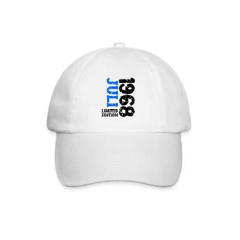 1968 Juli Limited Edition Geburtstag Geschenk - Baseballkappe - Weiß/Weiß - Vorne