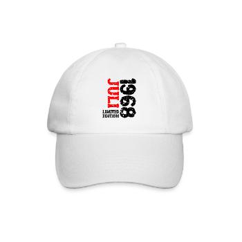 1968 Juli Limited Edition Geburtstag Geschenk - Baseballkappe - Weiß/Weiß - Vorne