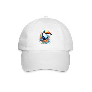 Bunte Aquarellkunst - Niedliches Tukan-design - Baseballkappe - Weiß/Weiß - Vorne