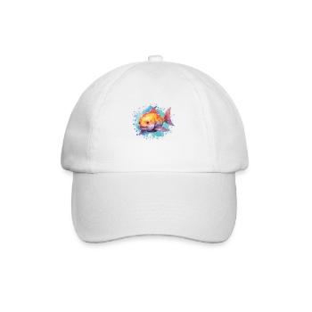 Niedliche Sonnenfisch-aquarellkunst - Baseballkappe - Weiß/Weiß - Vorne