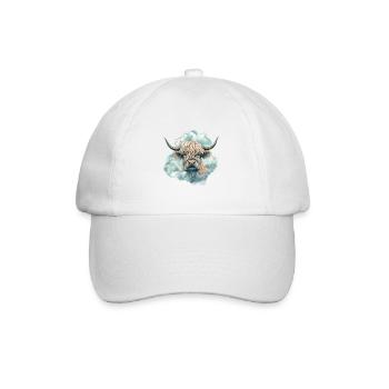 Rustic Scottish Highland cow landscape and - Baseball Cap - white/white - Front