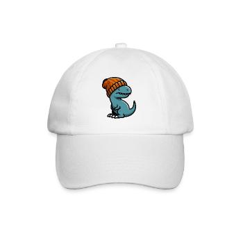 Baby T Rex Dino Dinosaurier Beanie Mütze Sticker - Baseballkappe - Weiß/Weiß - Vorne