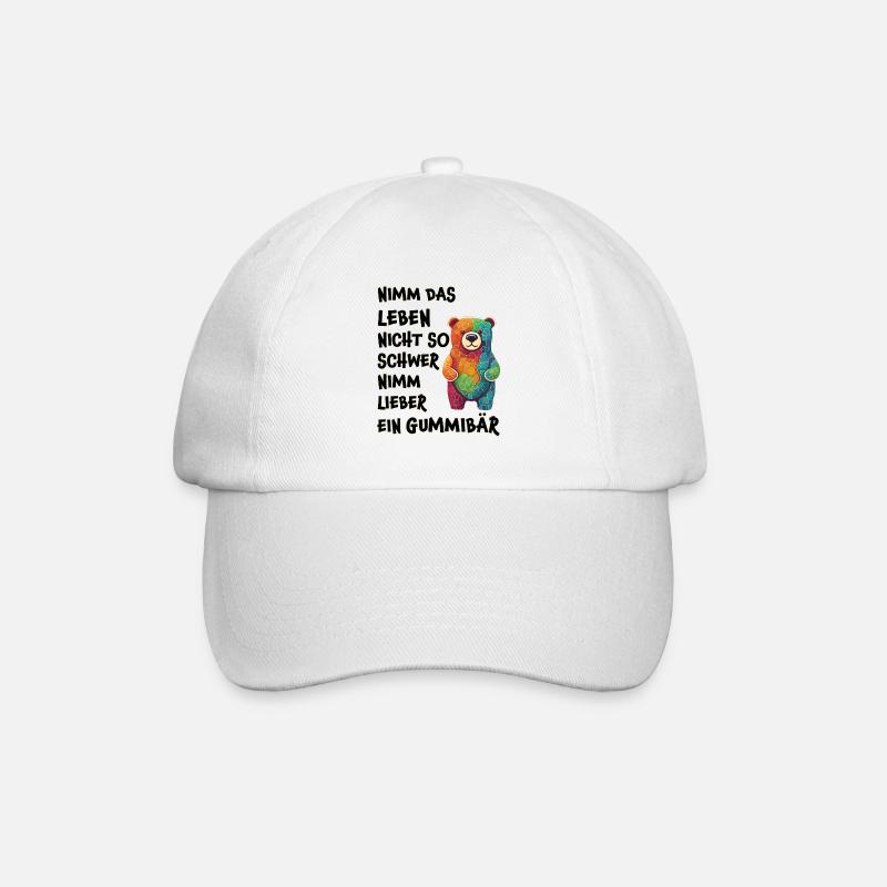 Nimm das Leben nicht so schwer, Gummibär - Baseballkappe - Weiß/Weiß
