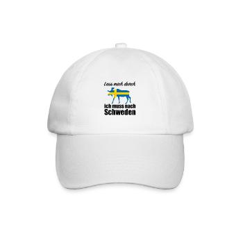 Lass mich durch ich muss nach Schweden Spruch Elch - Baseballkappe - Weiß/Weiß - Vorne
