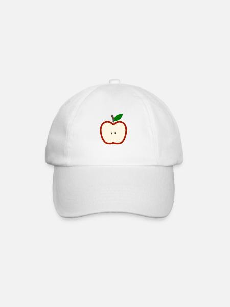 Halber Apfel Obst Illustration - Baseballkappe - Weiß/Weiß