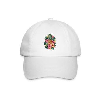 Tropical ananas hibiscus graphique floral - Casquette classique - blanc/blanc - Devant