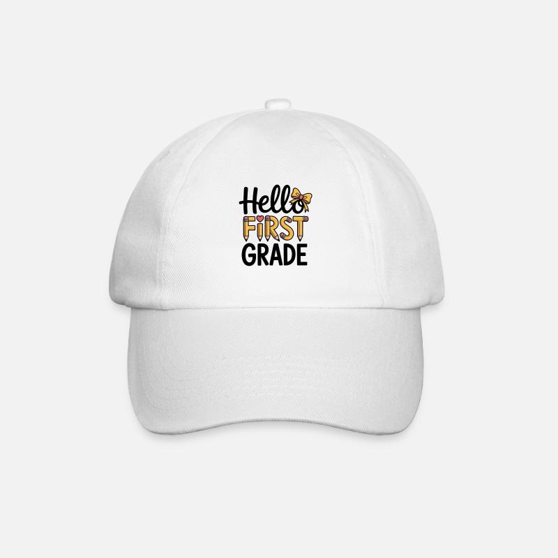 Hallo Erste Klasse Bleistift Schule Einschulung - Baseballkappe - Weiß/Weiß