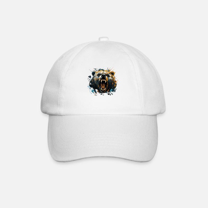 Starker wütender Grizzly - Baseballkappe - Weiß/Weiß