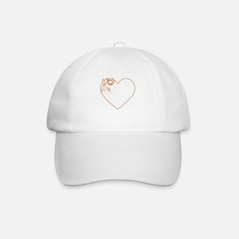 Coeur avec fleur - Casquette classique - blanc/blanc