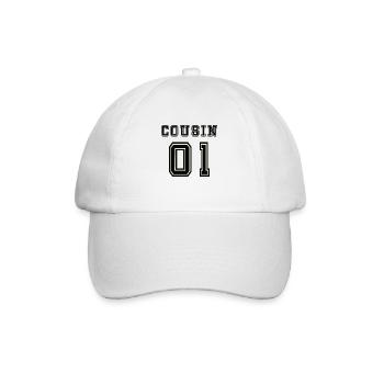 Cousin01 original birthday humor gift - Baseball Cap - white/white - Front