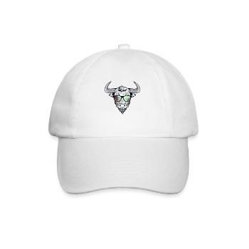 Cooler Bison Stier mit Zottelhaar - Baseballkappe - Weiß/Weiß - Vorne