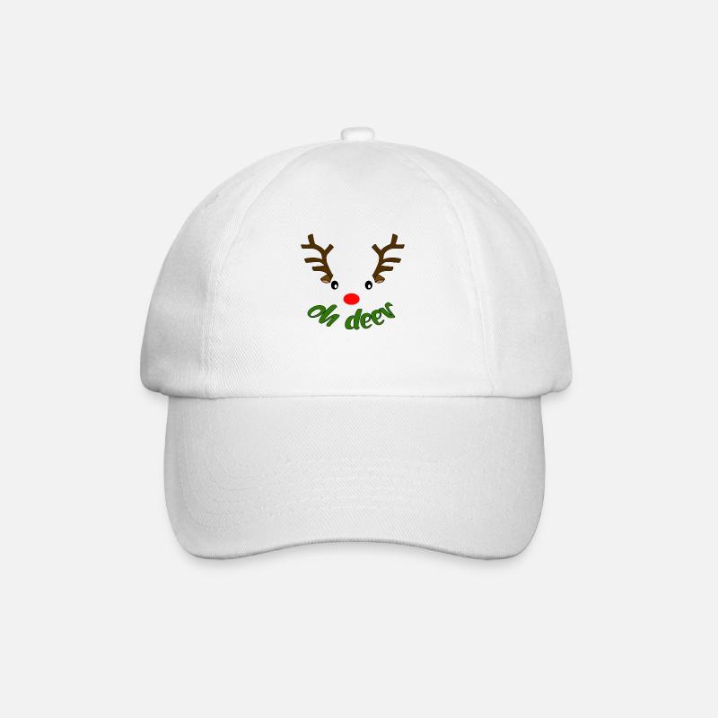 Renne de Noël disant"oh malheur » « oh cerf (dier) » - Casquette classique - blanc/blanc