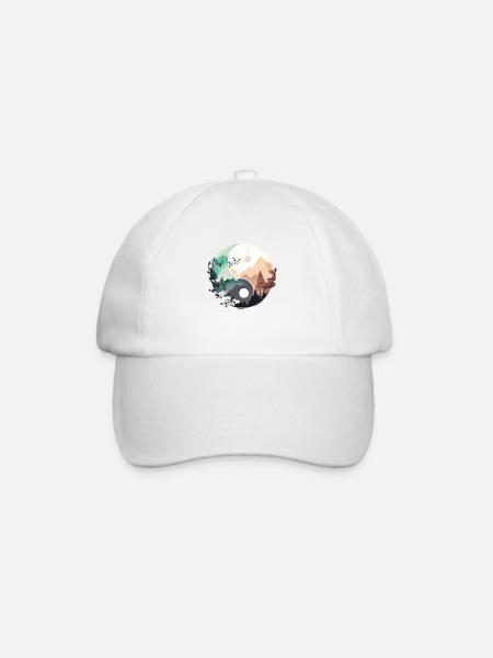 Ying Yang - Mountains / Beach - Baseball Cap - white/white
