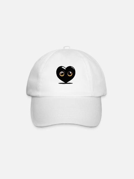 Black cartoon heart - Baseball Cap - white/white