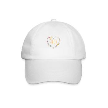 Numéro 40, fleurs coeur, personnalisable - Casquette classique - blanc/blanc - Devant