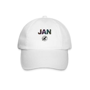 JAN - Schöner Jungen Name mit Dinosaurier - Baseballkappe - Weiß/Weiß - Vorne