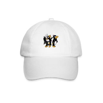 Crazy penguins running stupid kicking team friends - Baseball Cap - white/white - Front