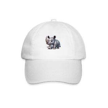 Rhinoceros mother with child - Baseball Cap - white/white - Front