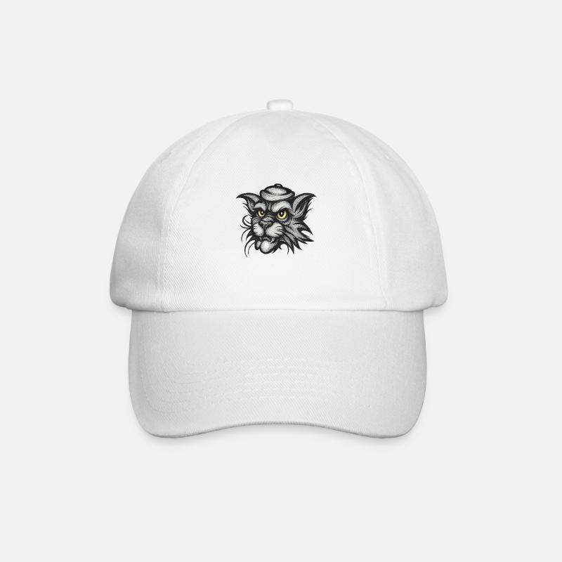 Tête de chat forte - style de tatouage classique - Casquette classique - blanc/blanc