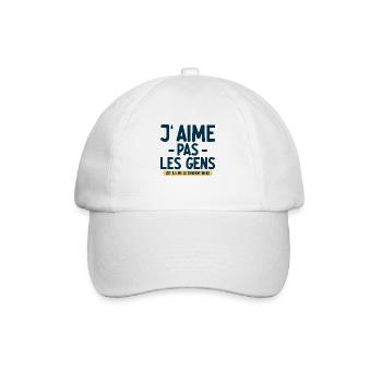 J’aime pas les gens T-shirt drôle français - Casquette classique - blanc/blanc - Devant