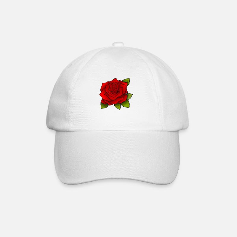 Rote Rose - Baseballkappe - Weiß/Weiß