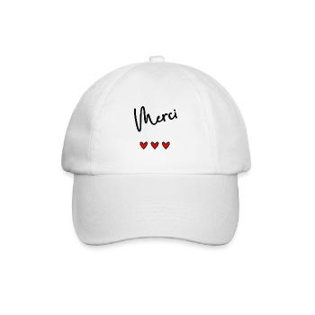 MERCI. THANKS. THANK YOU. ANNIVERSAIRE. NAISSANCE. - Casquette classique - blanc/blanc - Devant
