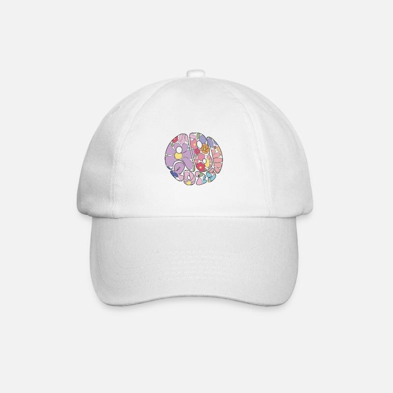 Abi Abitur 2025 Blumen Groovy Geschenk - Baseballkappe - Weiß/Weiß