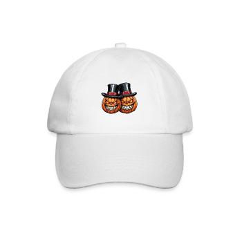Deux citrouilles d’Halloween souriantes avec des chapeaux haut-de-forme - Casquette classique - blanc/blanc - Devant