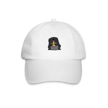 Fat Labrador Dog Eating Pizza Funny Comic Style - Baseball Cap - white/white - Front