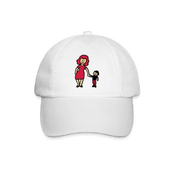 Mutter / Oma + Kind 3 - Baseballkappe - Weiß/Weiß - Vorne