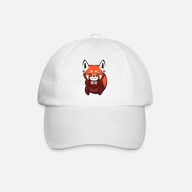 "微笑" (Lächeln) Roter Panda - Baseballkappe - Weiß/Weiß