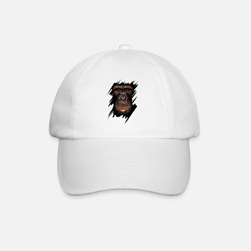 Affe - Baseballkappe - Weiß/Weiß