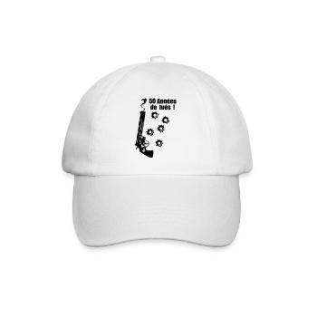 50 years smoking gun bullet impact anniv - Baseball Cap - white/white - Front