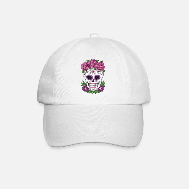 SUGAR SKULL 01 - Baseball Cap - white/white
