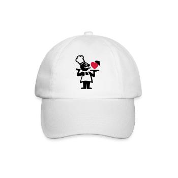 koch_mit_herz_f2 - Baseballkappe - Weiß/Weiß - Vorne