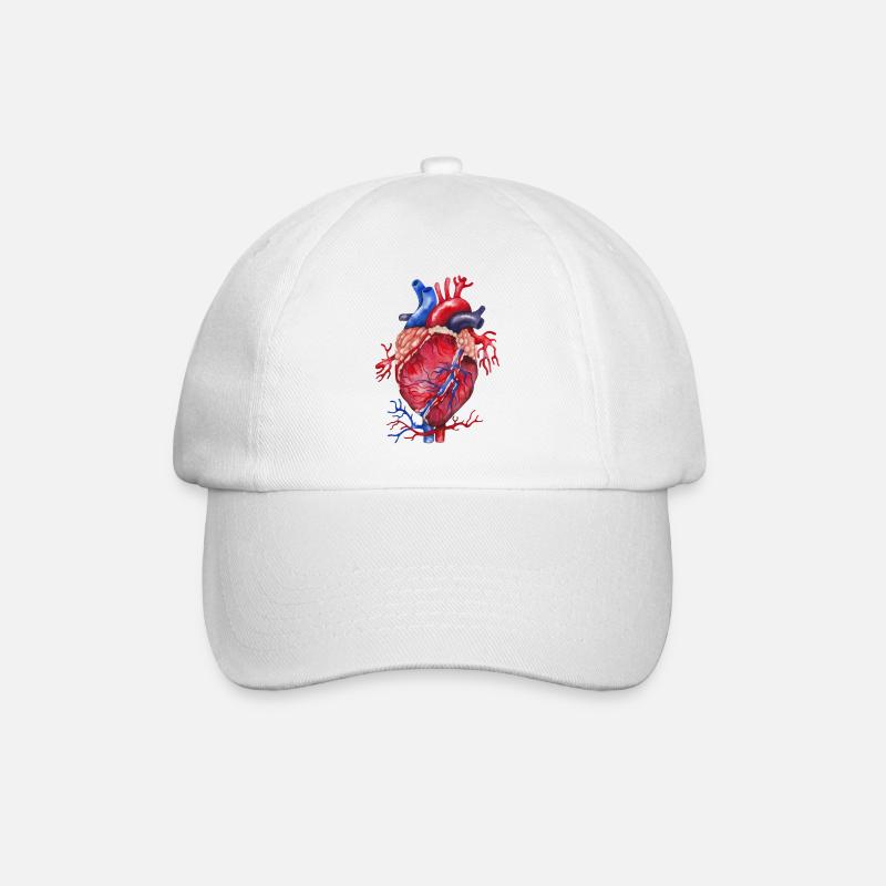 Herz Anatomie - Baseballkappe - Weiß/Weiß
