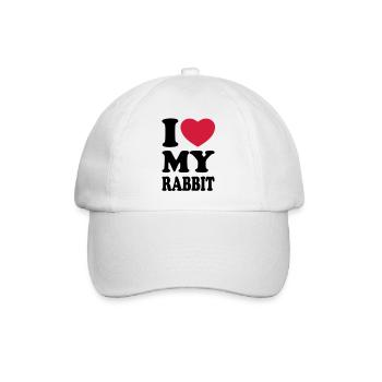 I love my rabbit - Ich liebe mein Kaninchen - Baseballkappe - Weiß/Weiß - Vorne